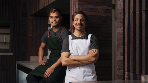 Giovanni Pilu (right) with head chef Rey Ambas of AcquaFresca by Pilu at the Harbord Diggers redevelopment.
