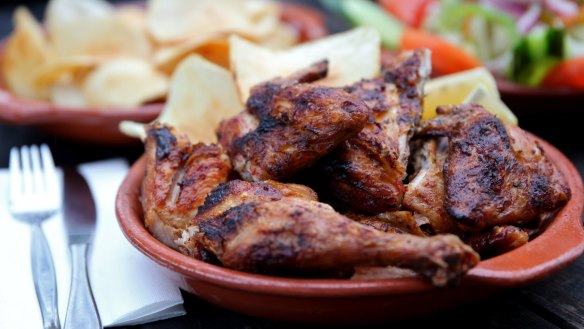 Frango combines traditional Portuguese cooking and a spice blend from Angola.