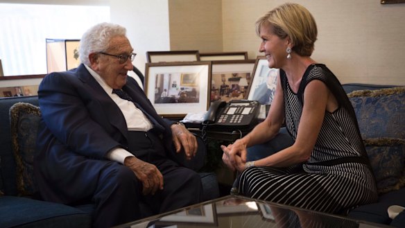 Foreign Minister Julie Bishop meets with former US secretary of state Henry Kissinger.