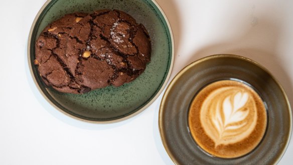 Chocolate cookies and coffee.