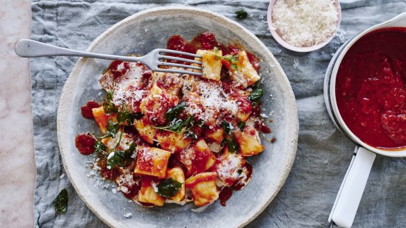 An edible hug: Ricotta gnocchi with creamy tomato sauce.