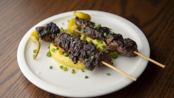 Hanger and liver pinchos. 