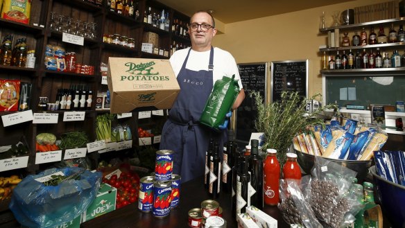Simon Hartley of Becco restaurant, which has become a grocer to help keep suppliers afloat.