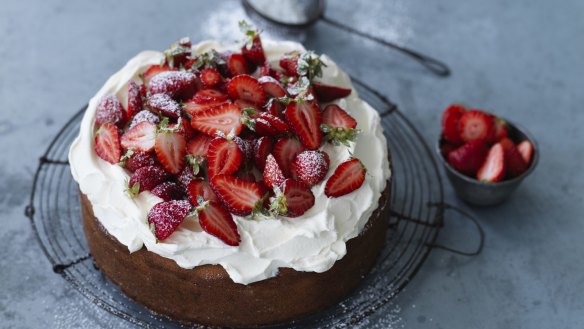 There's no need to cut and fill this sponge cake - simply spread the whipped cream on top.