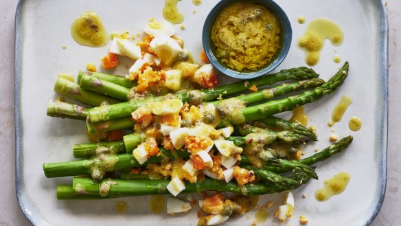 Dress up some asparagus spears with this egg vinaigrette.