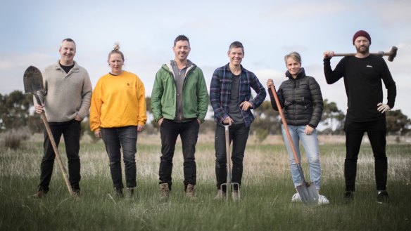 Nathan Toleman, Sandy Melgalvis, Simon Pappas, Sam Slattery, Diamond Rozakeas and Ben Clark of the Mulberry Group's Common Ground Project.