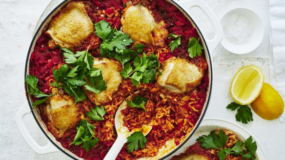 Adam Liaw's arroz con pollo.