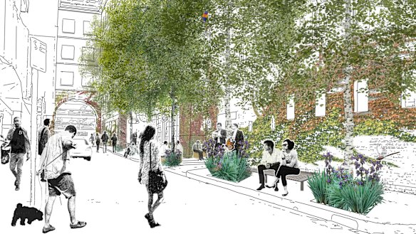 An artists impression of how a greened-up Katherine Place will look. 