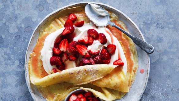 Strawberry and cream crepes.
