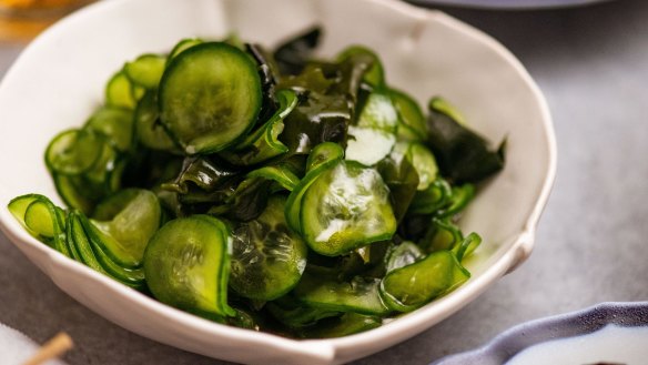 Japanese cucumber seaweed salad.