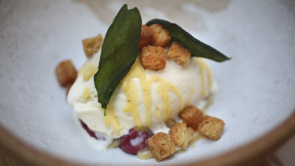 Sage and white chocolate gelato in brown butter.