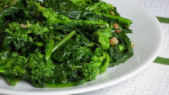 Related to the turnip family: Italian-style rapini sauteed in olive oil and garlic.