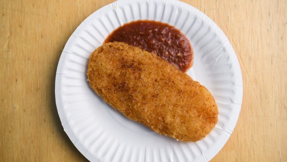 Hash brown with chipotle salt and salsa. 