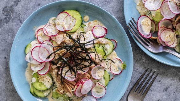 Tuna, radish and cucumber salad.