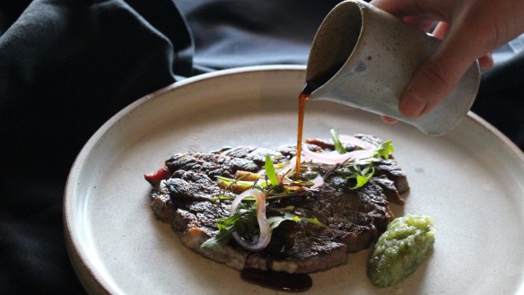 Southern Ranges flank steak with wasabi salsa and red wine jus, one of the sharing dishes at Kura.