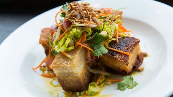 Pork belly salad served at Hanoi Mee in Port Melbourne. 