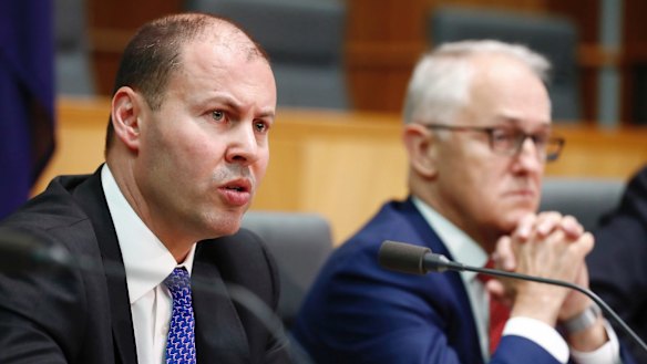 Minister for Environment and Energy Josh Frydenberg and Prime Minister Malcolm Turnbull as they unveiled the National Energy Guarantee in October.