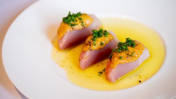 Sea urchin, bonito crudo, olive oil, lemon.