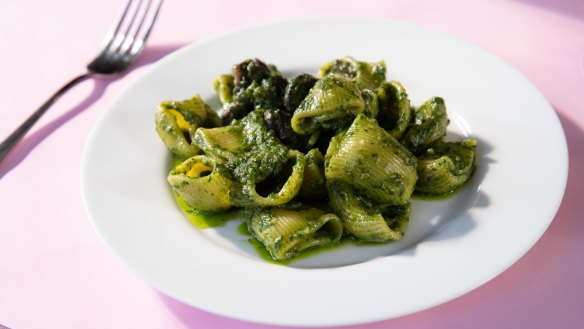 Lumache a l escargot, or snail-on-snail pasta.