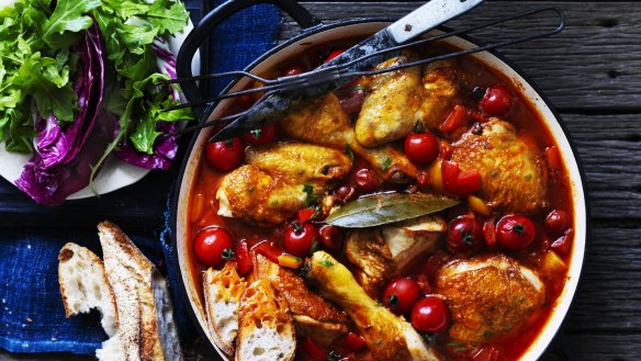 Italian chicken with capsicum and summer tomatoes.