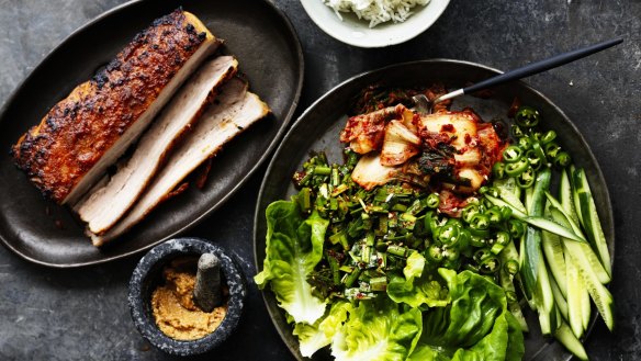 DIY dining: Korean pork belly ssam.