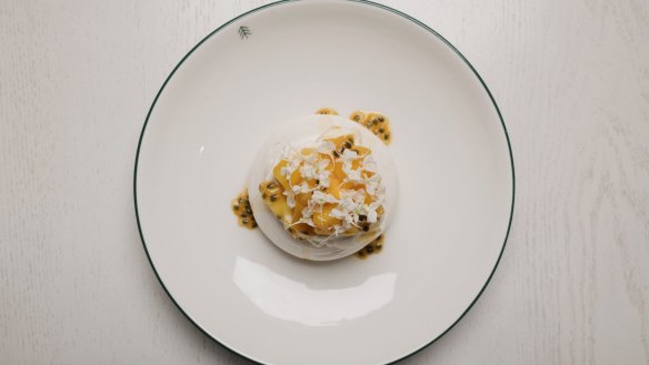 Mango and passionfruit pavlova.