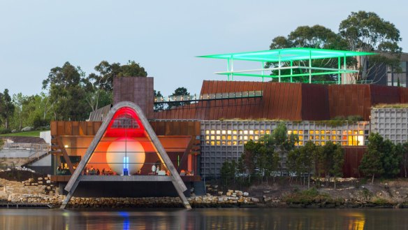 Pharos, the new wing at Mona in Hobart, from the water.