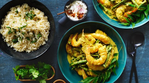 Any seafood rocks in the curry but the flavours also work well with chicken.