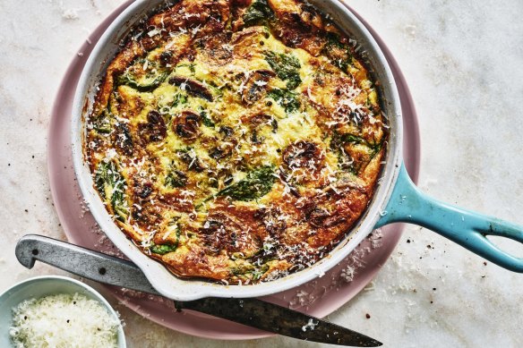 Mushroom and spinach frittata.