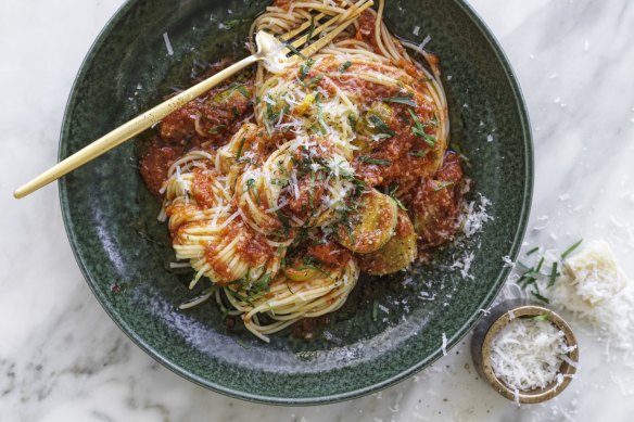 Double tomato spaghetti.