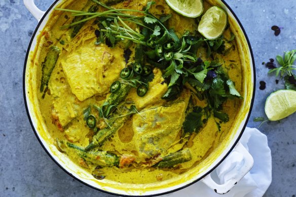 Fish curry with tomato and coconut.