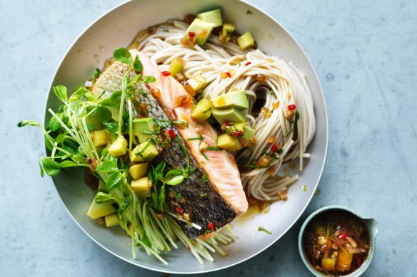 Cool salmon noodles for summer.