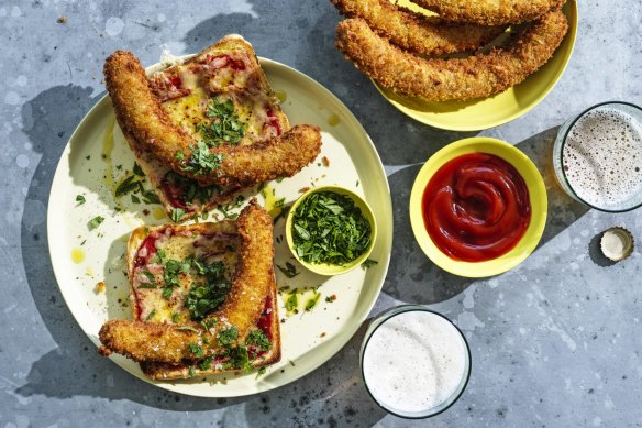 Crumbed sausage meets parmigiana.