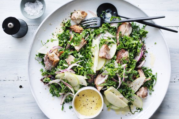 Lemon confit pork shoulder with apple and kale slaw.