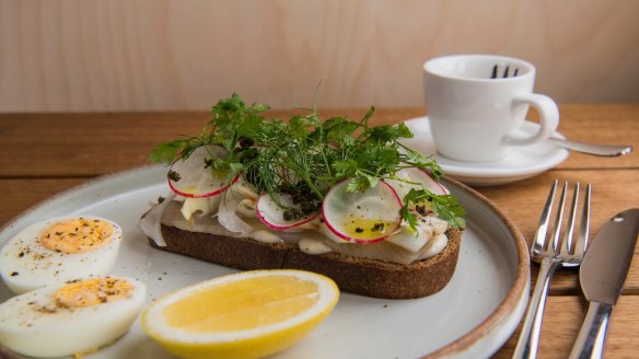 Kingfish smorrebrod at ONA Coffee in Marrickville.