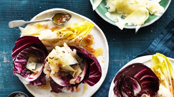 Persimmon, radicchio and comte salad. 