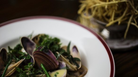 Clams Normande served at Restaurant Hubert.