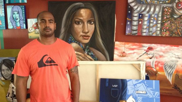 Myuran Sukumaran in the art room at Kerobokan prison in 2012.