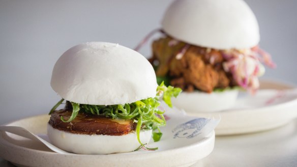 Pork belly bao and buttermilk fried chicken bao from Lazy-Su.