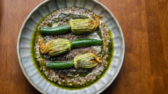 Risotto with zucchini flowers.