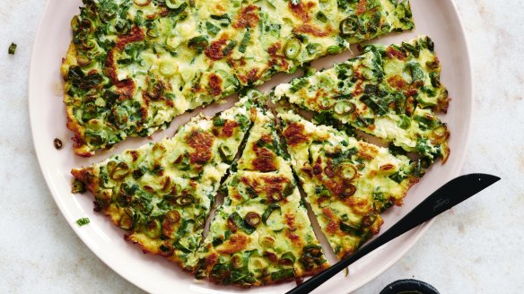 Spring onion omelette.