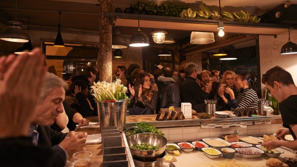 Miznon, in Paris, is a crazy, cool Israeli
hangout.