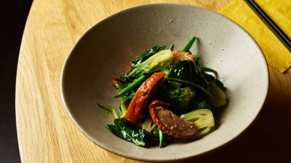 Chat Thai's duck with seasonal greens.