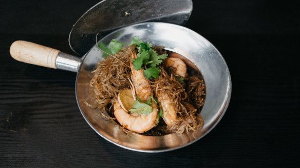 Baked prawns with glass noodles at Long Chim. David Thompson says he now loves his carbs.