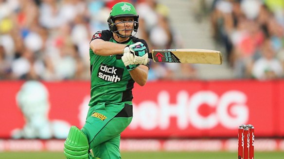 Powerhouse: The Stars' Luke Wright blasts his way to a century against the Renegades on Saturday night at the MCG.