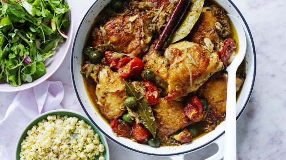 Mediterranean-inspired pot-roasted chicken.