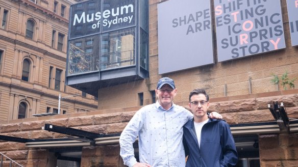 Scott Brown and Jonny Pisanelli outside the Museum of Sydney, where This Way Canteen will open in July.