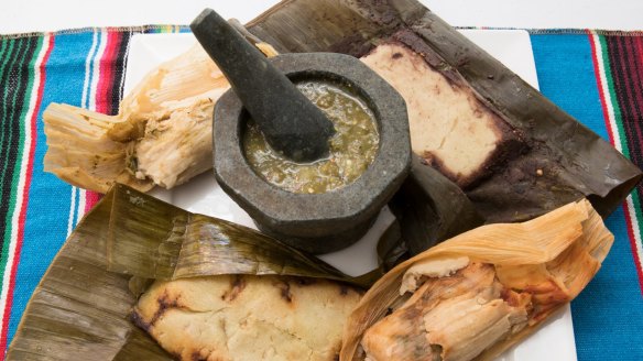 A platter of tamales at the Tamaleria and Mexican Deli in Dulwich Hill.