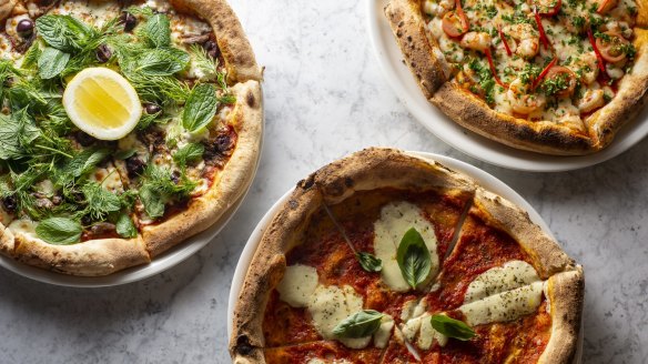 A selection of pizzas from Georgie's pizzeria.