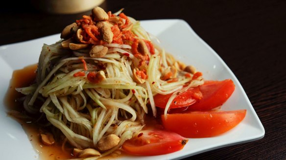 Thai-style paw paw salad.